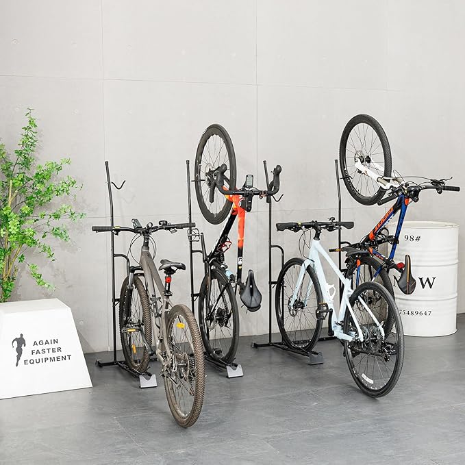 YueTong Vertical Bike Stand, 2 Bike Rack Garage, Upright and Horizontal, Indoor Bicycle Storage for Floor.