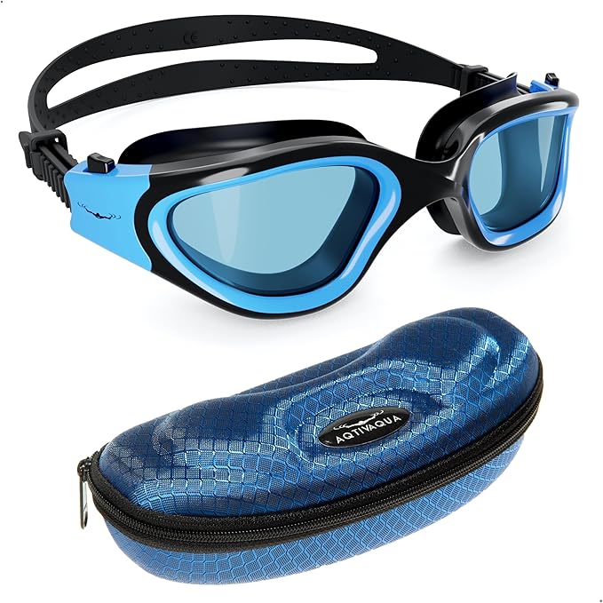 AqtivAqua Swimming Goggles, DX Wide View Swim Goggles for Adult Men Women, Anti Fog No Leaking
