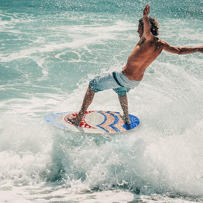 seething 35 Inch Skimboard with High Gloss Coat Wood Skim Board for Beginners,Kids, Teenagers, Adults and All Skimming