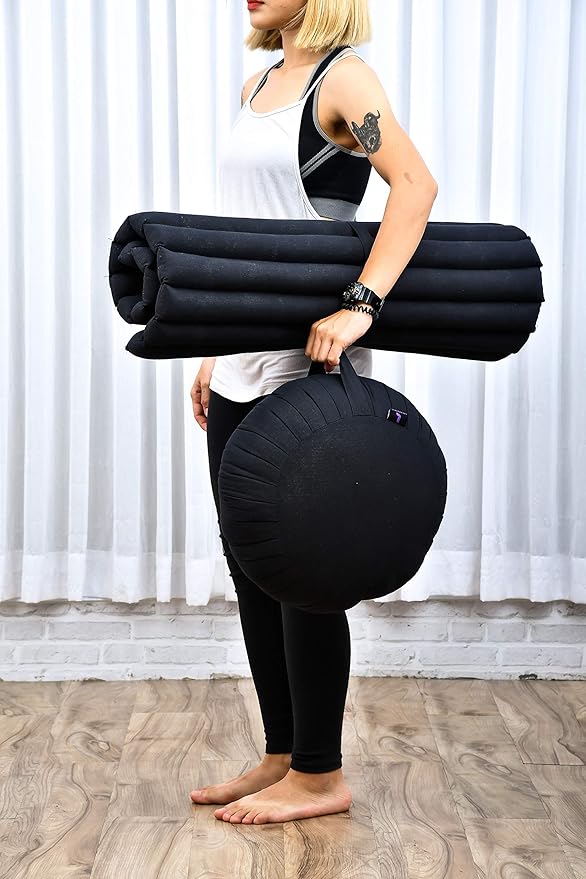 Leewadee Zabuton Seating Cushion – Square Floor Seat for Meditation Exercises, Light Yoga Mat Filled with Kapok