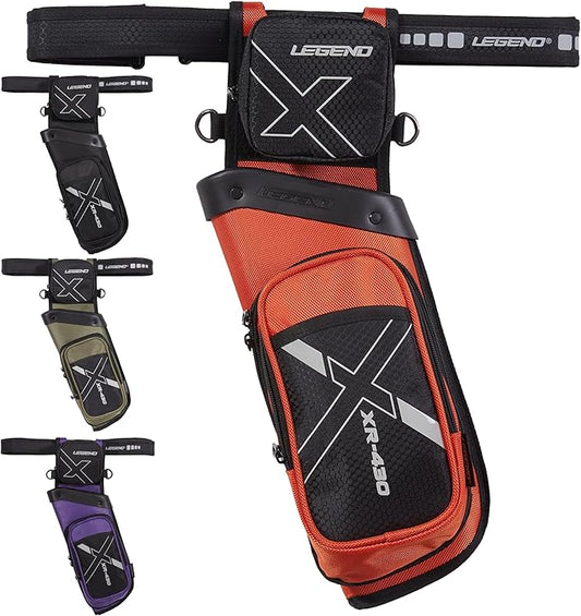 Legend XR430 Premium Field Quiver for Arrows - Right-Handed Hip Arrow Quiver with Removable Release Pocket, Durable Archery Quiver with Tools & Accessories Compartment, Arrow Holder