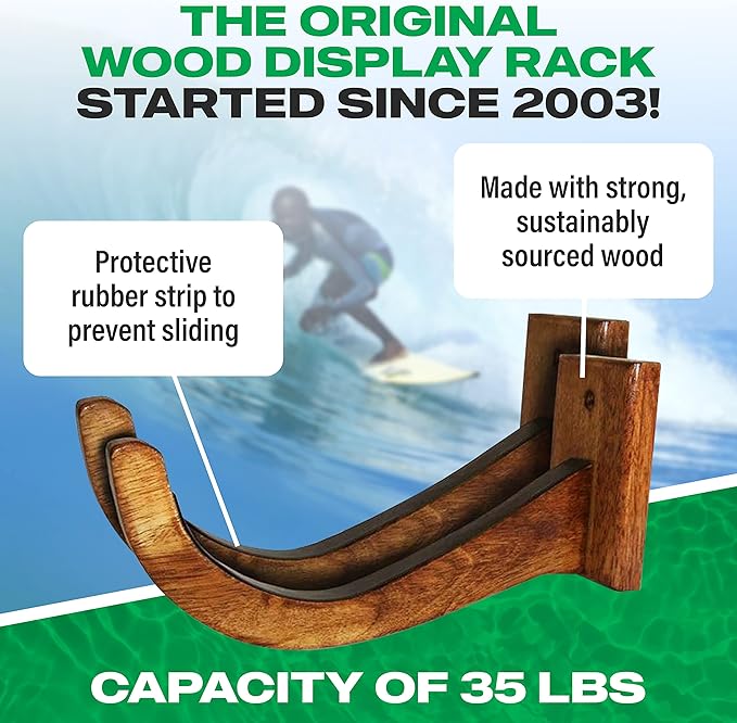 COR Surf Surfboard Wood Rack for Long Boards and Short Boards Works Indoor and Outdoor