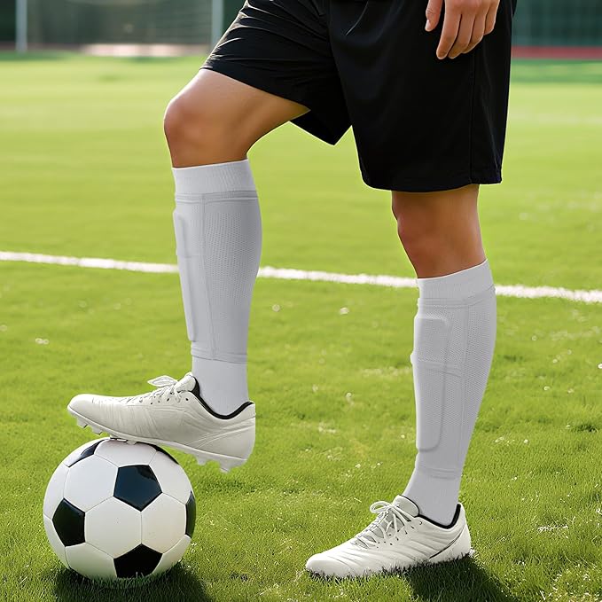 XZQTIVE Soccer Shin Guards with Shin Sleeves and Soccer Socks, Football Shin Pads Set for Kids Youth and Adult