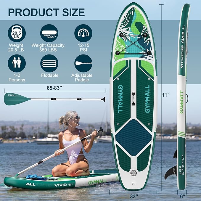 Paddle Board, Inflatable Stand Up SUP Paddle Boards for Adults & Youths of All Skill Levels, Wide & Non-Slip Deck Design Blow Up Paddleboards with Premium Accessories & Storage Bag