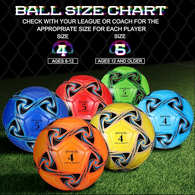 Lenwen 12 Pcs Soccer Balls with Pump Bulk Official Size 5 4 3 Kids Teen Adult Indoor Outdoor Sports Soccer Ball Toddler Youth Gift for Training Game Practice Christmas Operation