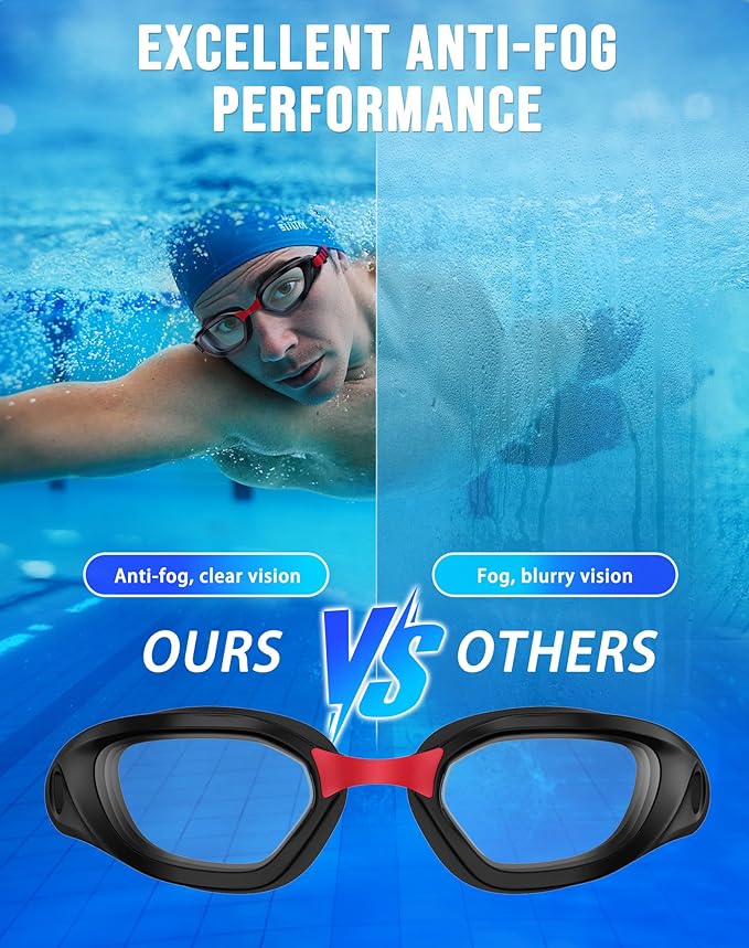 Swim Goggles, Unisex Adult Swimming Goggles Anti Fog Anti UV No Leakage Wide View for Men Women Youth