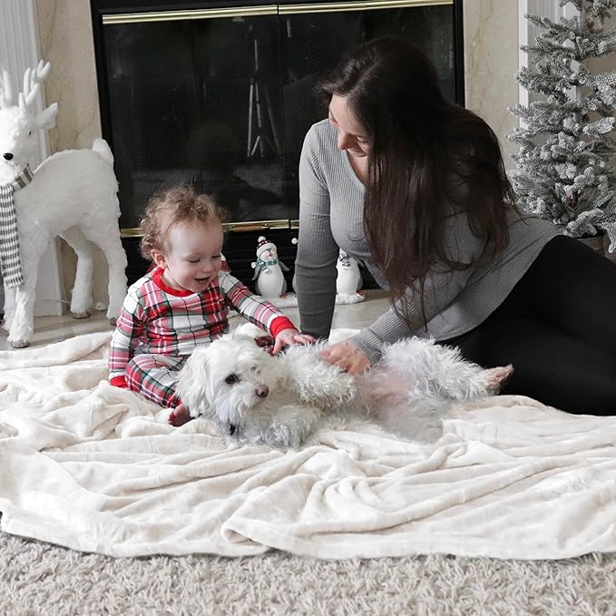 Bedsure Fleece Blankets Queen Size White - Bed Blanket Soft Lightweight Plush Fuzzy Cozy Luxury Microfiber, 90x90 inches