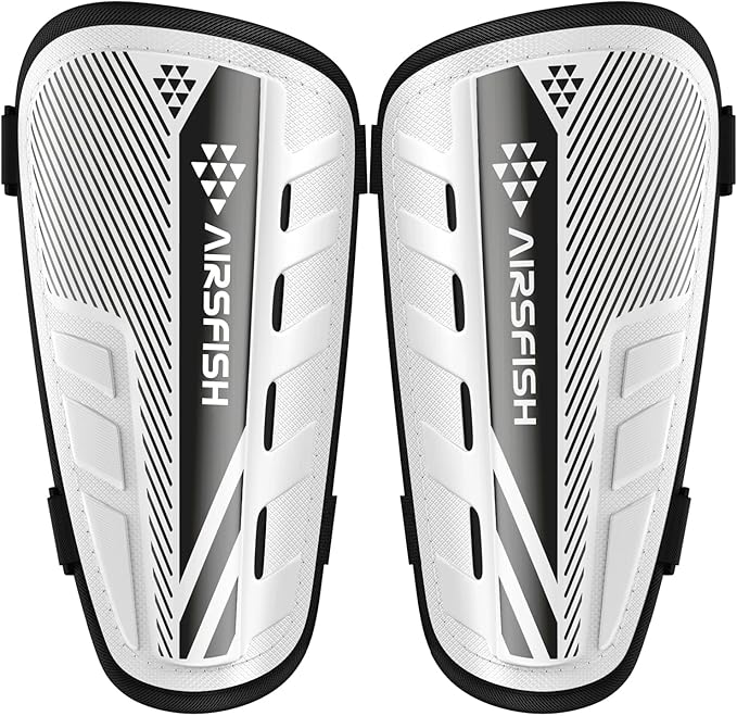 Shin Guards Soccer Kids Youth, CE Certified Airsfish Shin Guard Protection Gear for 2-18 Years Old Boys Girls Teenagers High Impact Resistant Breathable Comfortable 1 Pair 4 Sizes