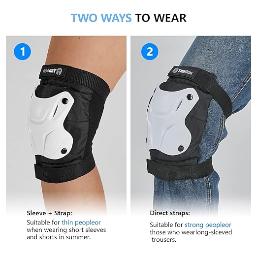 Skating Protective Gear Adult Youth Knee Pads and Elbow Pads Set, Skateboard Wrist Guards for Roller Skating Skateboarding Cycling White