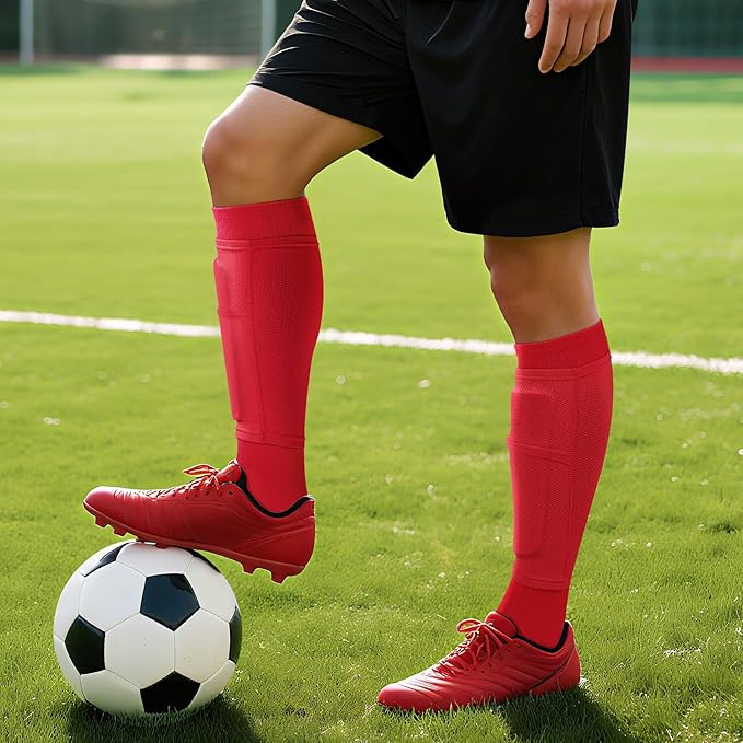 XZQTIVE Soccer Shin Guards with Shin Sleeves and Soccer Socks, Football Shin Pads Set for Kids Youth and Adult