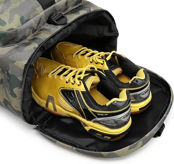 Kalesi Gym Duffle Bag Backpack 4-Way Waterproof with Shoes Compartment for camouflage travel Sport Hiking laptop (camouflage)