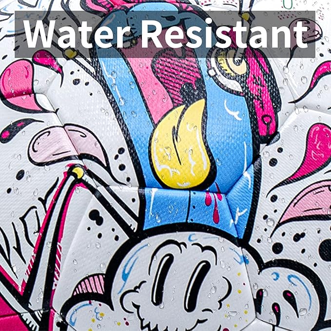 SHOKE Soccer Ball Size 5 Graffiti Cartoon Surface 32 Panels Slip Resistant Recreation Practice Soccer Ball, Outdoor & Indoor Cartoon Soccer Balls for Youth Girl and Adult