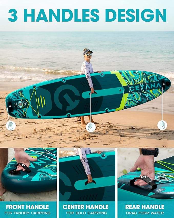 CETANA 11'6×35" Extra Wide Stand Up Paddle Board for Adults & Youth, 400lb Capacity Inflatable Paddle Board, Sup for 2+1 Person with Removable US Fin, 100L Backpack, Floating Paddle, Safety Leash