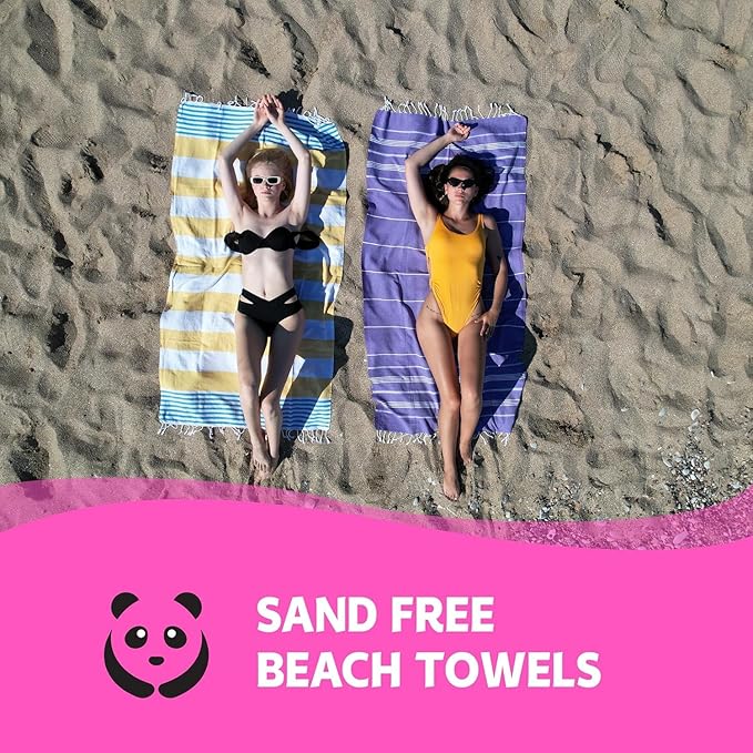HAVLULAND Set of 6 Turkish Cotton Beach Towels, 71x39, Multi-Color, Quick-Dry, Absorbent, Lightweight, Sand-Free, Ideal for Beach, Pool, Gym, Yoga, Travel, Camping, Picnic