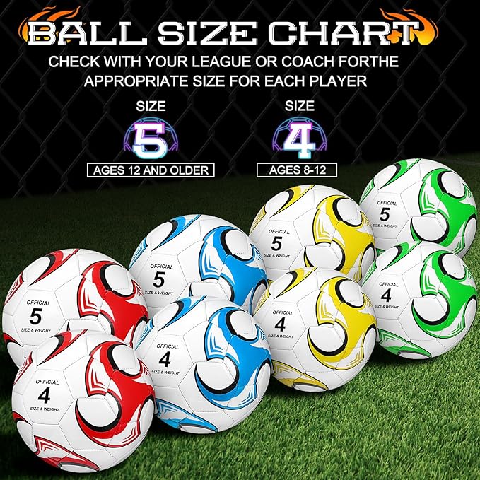 Lenwen 12 Pcs Soccer Balls with Pump Bulk Official Size 5 4 3 Kids Teen Adult Indoor Outdoor Sports Soccer Ball Toddler Youth Gift for Training Game Practice Christmas Operation