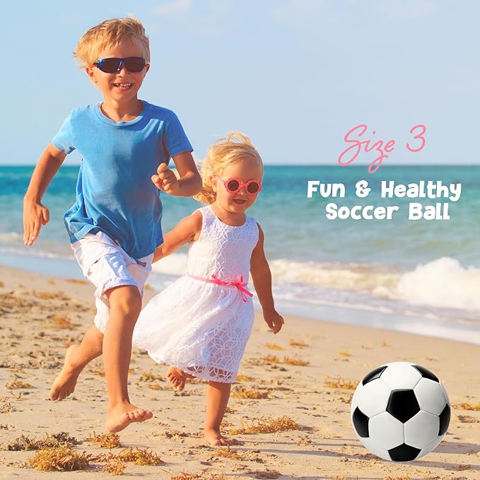 Soccer Ball Size 3/4/5 with Pump & Bag - Pack of 1, 2 or 3 - Official Size & Weight - Classic Black & White - Indoor Outdoor Use - Durable & Long-Lasting - Ideal Gift for Toddler, Kids, Youth & Adults