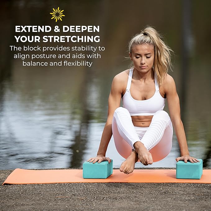 Sunshine Yoga 4" Yoga Block, 10 Pack Bulk EVA Foam Yoga Blocks, Firm and Supportive Yoga Brick, Balance Foam for Stretching, Pilates, and Workout, 4" x 6" x 9"