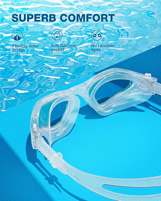 ZIONOR Swim Goggles, G1 SE Swimming Goggles Anti-fog for Adult Men Women