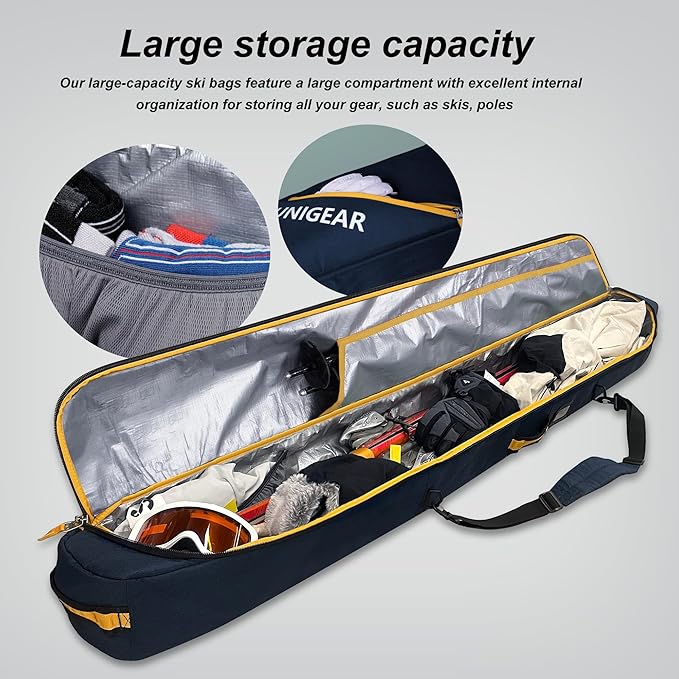 Unigear Ski Bag for Air Travel, 360° Fully Padded Protection, Water-Resistant and Durable up to 192cm for Snow Air Travel Transport