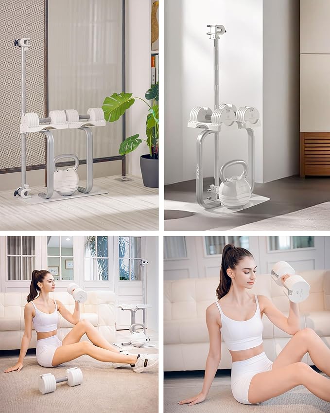 Adjustable Dumbbell – 12.5/25lb Single Unit OR Set of 2 – 5-in-1 Adjustable Weight for Home Gym, Strength Training & Fitness Workouts, White OR Black