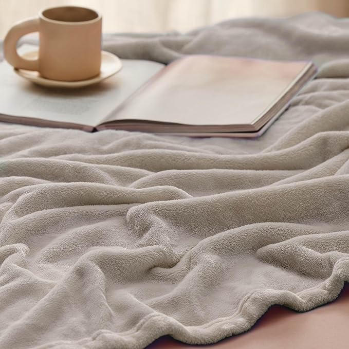 Bedsure Fleece Throw Blanket for Couch Oxford Tan - Lightweight Plush Fuzzy Cozy Soft Blankets and Throws for Sofa, 50x60 inches