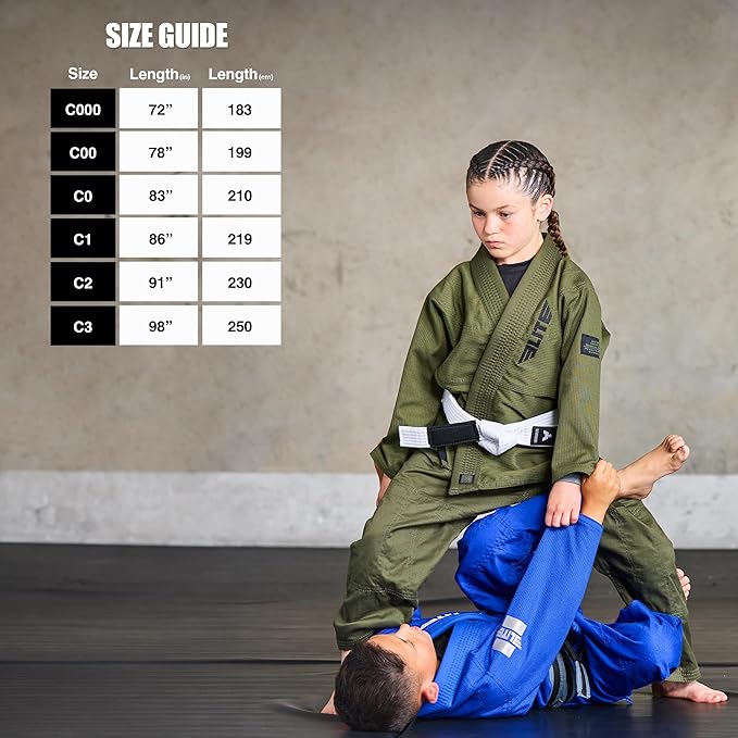 Elite Sports Kids Brazilian Jiu Jitsu Belts Preshurunk Martial Arts Youth BJJ Belts for Girls & Boys with BJJ Ranking Stripes