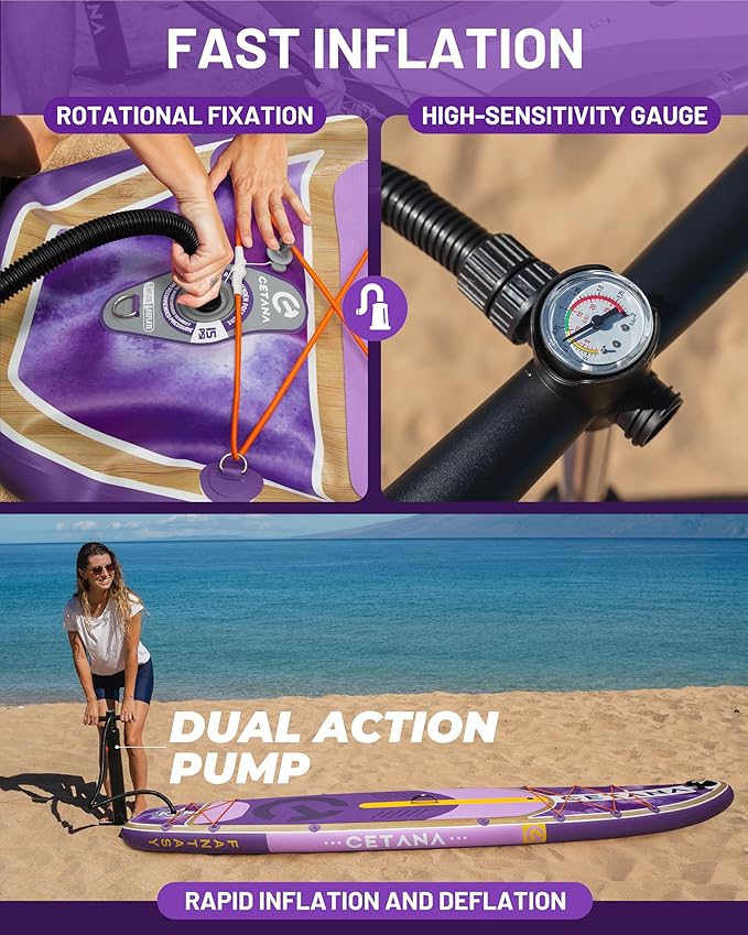 CETANA 11'6×35" Extra Wide Stand Up Paddle Board for Adults & Youth, 400lb Capacity Inflatable Paddle Board, Sup for 2+1 Person with Removable US Fin, 100L Backpack, Floating Paddle, Safety Leash