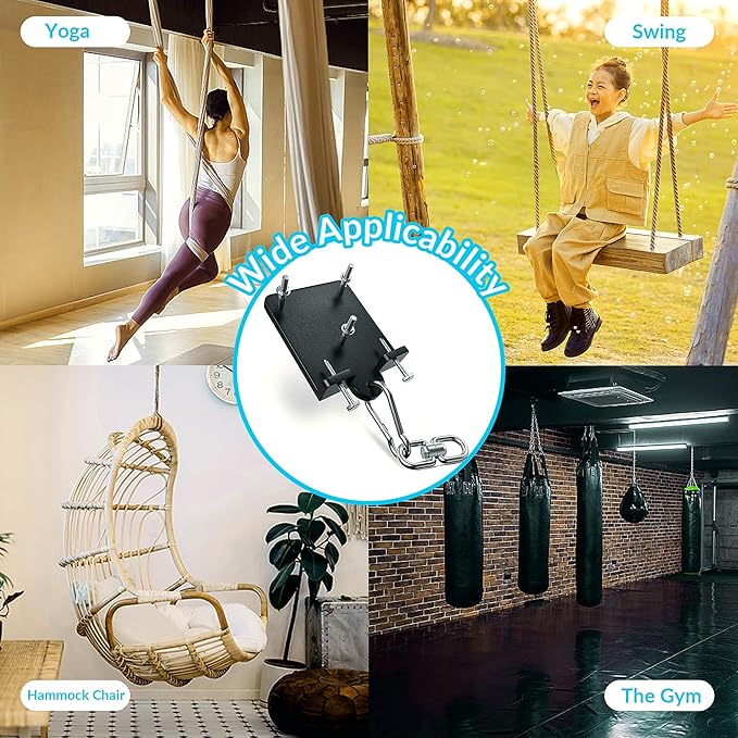 1200lb Heavy Punching Boxing Bag Hanger, 360° Beam Punching Bag Hanger, Rafter Heavy Bag Mount Hook, Punching Bag Mounting Bracket, Rotation Wall Ceiling Mount Bracket for Muay Thai Yoga Swing Hammock