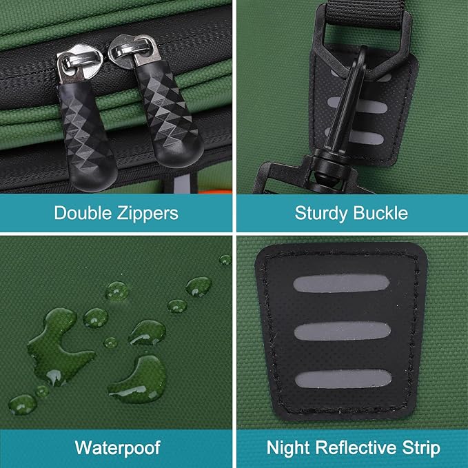 MOSISO Bike Rack Bag with 2 Removable Panniers, Waterproof Bike Trunk Cooler Storage Handbag Insulated Bicycle Rear Seat Pouch, Bicycle Storage Saddle Shoulder Bag Cycling Luggage Pouch, Peacock Green