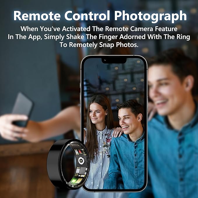 Smart Health Ring for Women Men Fitness Tracker with Heart Rate, Blood Oxygen, Blood Pressure, Sleep Monitoring, Step Counting, IP68 Waterproof for iPhone and Android, No Subscription Fee, Black 12