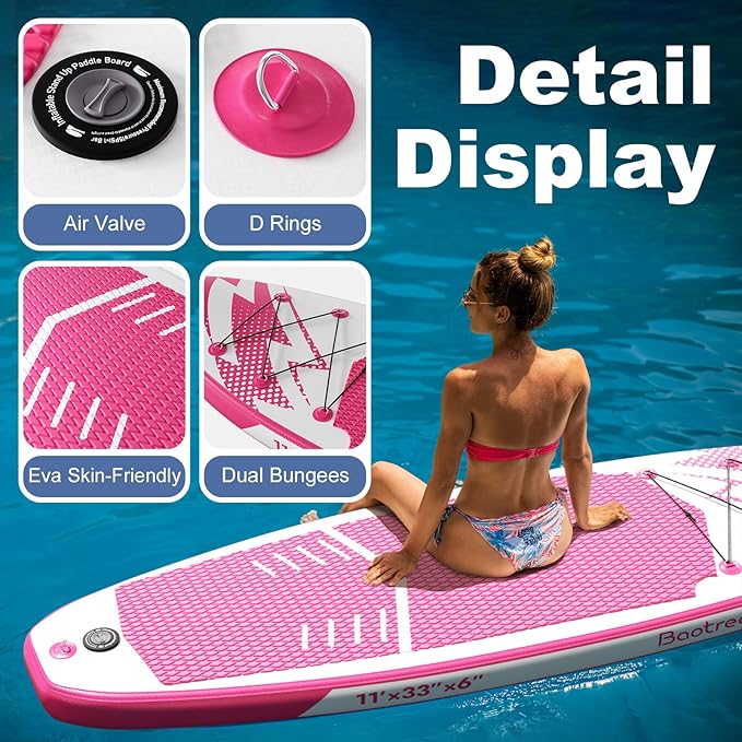 Inflatable Stand Up Paddle Board (6'' Thick) - Premium SUP Board with Durable SUP Accessories & Non-Slip Deck | Includes Paddle Pump & Backpack | for Adults/Youth