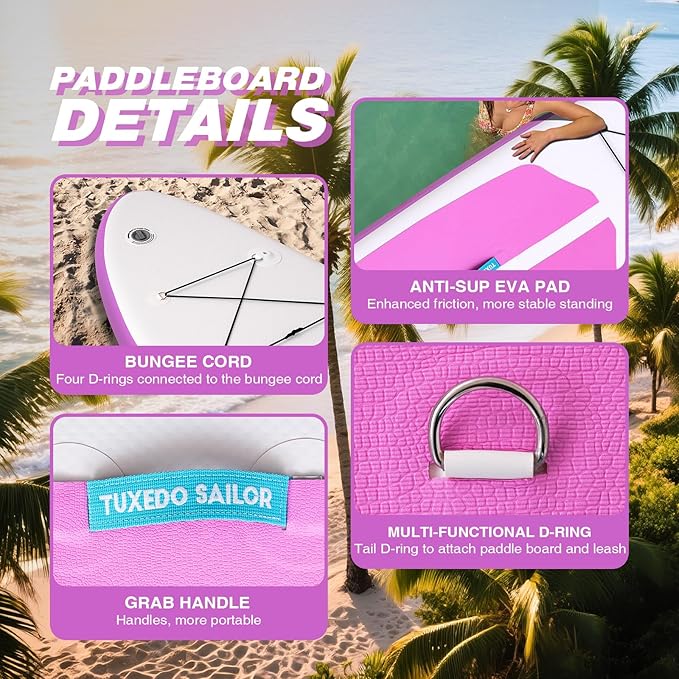 Tuxedo Sailor Kids Inflatable Paddle Board Lightweight and Safe Fishing Stand Up Paddle Board for Adults with Accessories