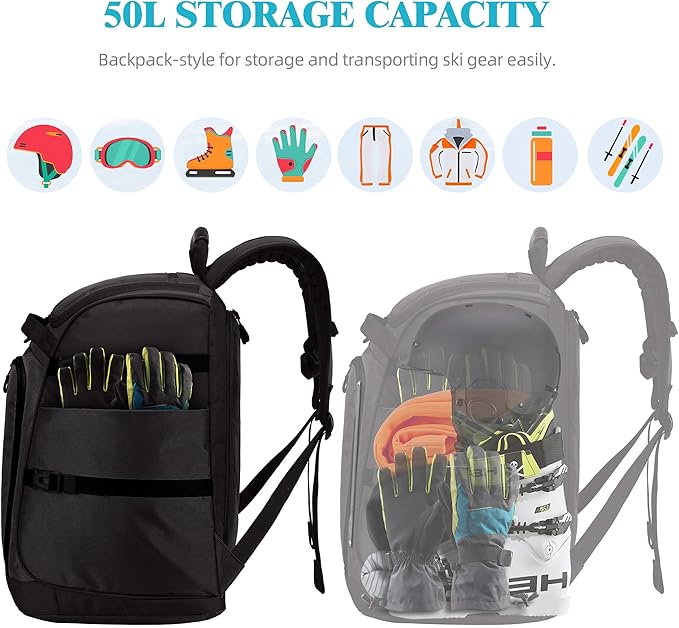 Ski/Snowboard Boot Bag/Skating Bag | Excellent for Store and Transport Gear, Jacket, Helmet, Goggles, Gloves & Accessories