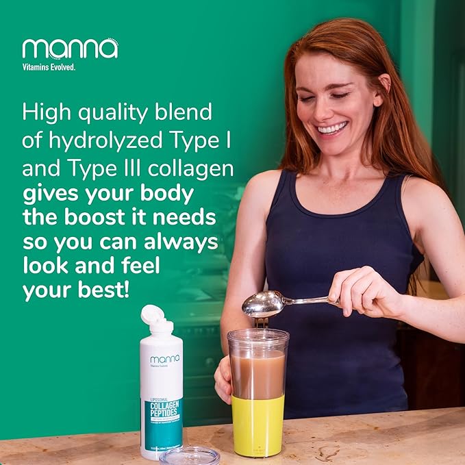 Manna Vitamins Evolved Liposomal Collagen Peptides Liquid, 5000mg High Absorption Grass-Fed Type I, III Collagen for Skin, Hair, Nails, Joints – Hydrolyzed Collagen Supplement, Non-GMO, 16oz (Unisex)