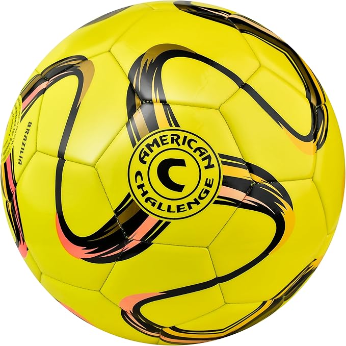 American Challenge Brasilia Soccer Ball – Soccer Ball Size 5, 4, 3 & 2 – for Youth & Adults – Ideal for Practice, Training & Grass Fields