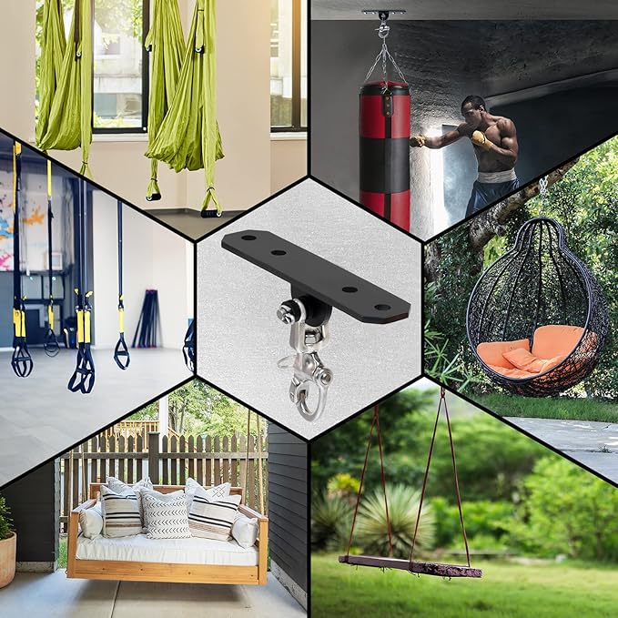 Yes4All Punching Bag Hanger, Stainless Steel Swivel Chain with 4 Snap Hooks for Heavy Bag, Gym Swing, Trapeze, and Hammock