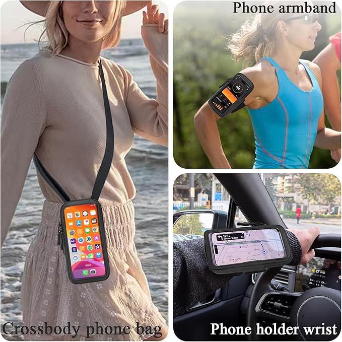 Phone Holder for Running, Walking, and Workout - Adjustable Arm Band Armband for iPhone and Cell Phones - Clear Crossbody Phone Pouch Purse with Strap for Women Men