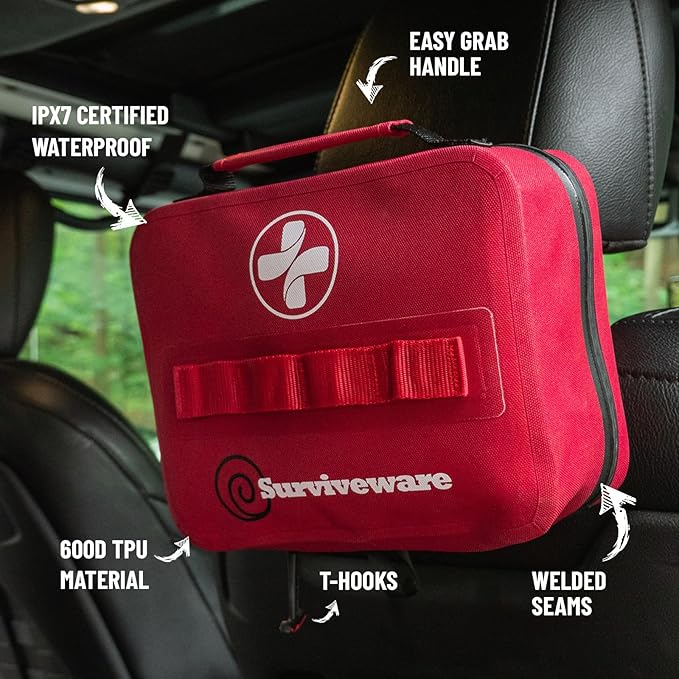 Surviveware 184 Pcs Waterproof Premium Survival First Aid Kit - Survival Emergency Preparedness for Travel Camping Gear, Survival Kit and Outdoor Emergencies - Survival Kit