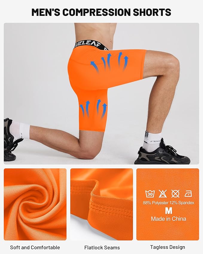 Blueleaf Men's Compression Shorts Sports Running Spandex Shorts Performance Athletic Workout Base Layer Underwear