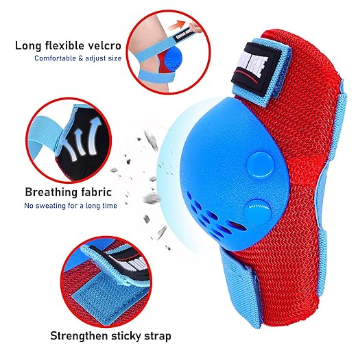 Youth/Kids Knee Pads Elbow Pads Wrist Guards Protective Gear Set for 3-15 Years Child Roller Skates, Skateboard, Cycling, Inline Skating, BMX Bike, Balance Bike, Scooter Riding and Other Outdoor Sports