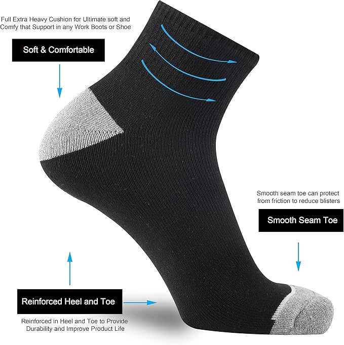 ONKE Max Full Cushion Low Cut Quarter Socks for Men Athletic Running Training Work Thick Warm Moisture Control Anti Blister