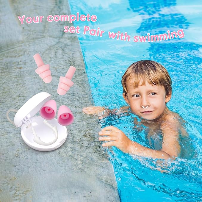 Painless Nose Plugs for Swimming,Nose Plugs for Swimming for Kids (Age 6+) and Adults, Ensure Comfort and Safety in The Water (Red, Small)