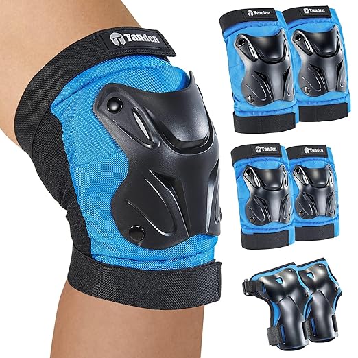 Skating Protective Gear Kids Knee and Elbow Pads Wrist Guards for Roller Skating Skateboarding, Skate Pads Kids Knee Pads Blue