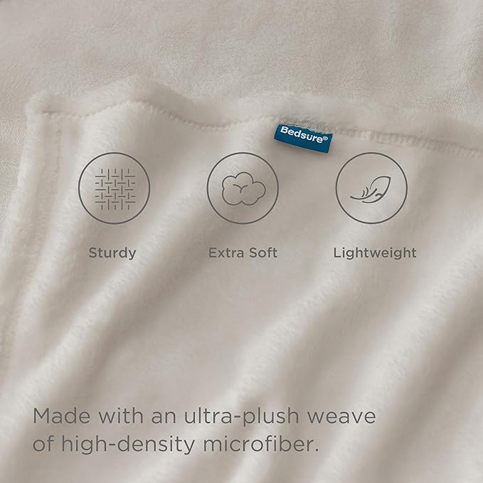 Bedsure Fleece Blanket California King Size Linen - Lightweight Plush Fuzzy Cozy Soft Bed Blankets, 102x96 inches