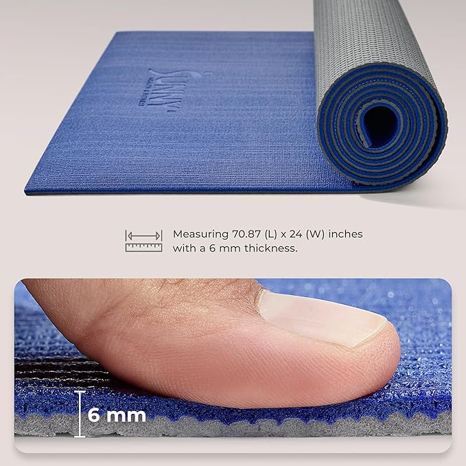 Sunny Health & Fitness Non-Slip Yoga Mat – Durable, Anti-Tear, Lightweight, Cushioned Support for Yoga, Pilates, Stretching Exercises, Meditation and Floor Workouts | Multiple Sizes & Colors