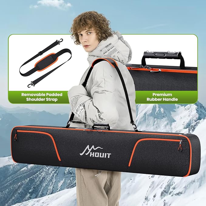 Padded Snowboard Bag, Waterproof Snowboard Travel Bags for Air Travel Flying - 1680D Reinforced, with Mesh Pocket, Ski Pole Pocket