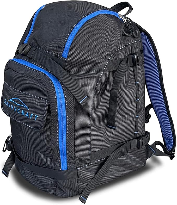 Savvycraft Ski Boot Bag, 50L Ski Backpack for Ski and Snowboard Boots, Helmets, Gloves, and Accessories, Lightweight Durable Convenient, Blue