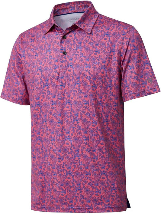 Men's Golf Polo Shirts Short Sleeve Striped Performance Moisture Wicking Dry Fit Golf Shirts for Men