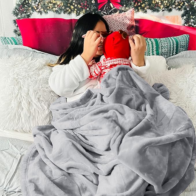 Bedsure Fleece Blanket Twin Size Light Grey - 300GSM Lightweight Plush Fuzzy Cozy Soft Warm Blanket for Bed, Sofa, Couch, Travel, Camping, 60x80 inches