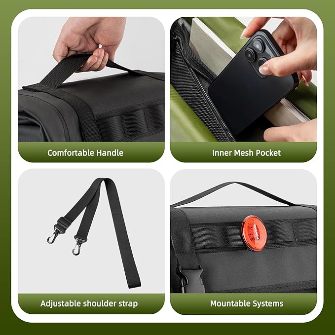 ROCKBROS Bike Panniers 15L Capacity Waterproof Bike Rack Bag Bicycle Panniers for Cycling Commuting Bikepacking Green